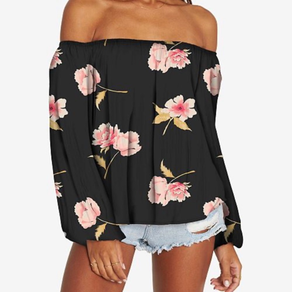 Billabong floral off the shoulder top